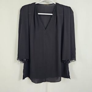 Kobi Halperin V neck Silk Blouse in Black - Size S